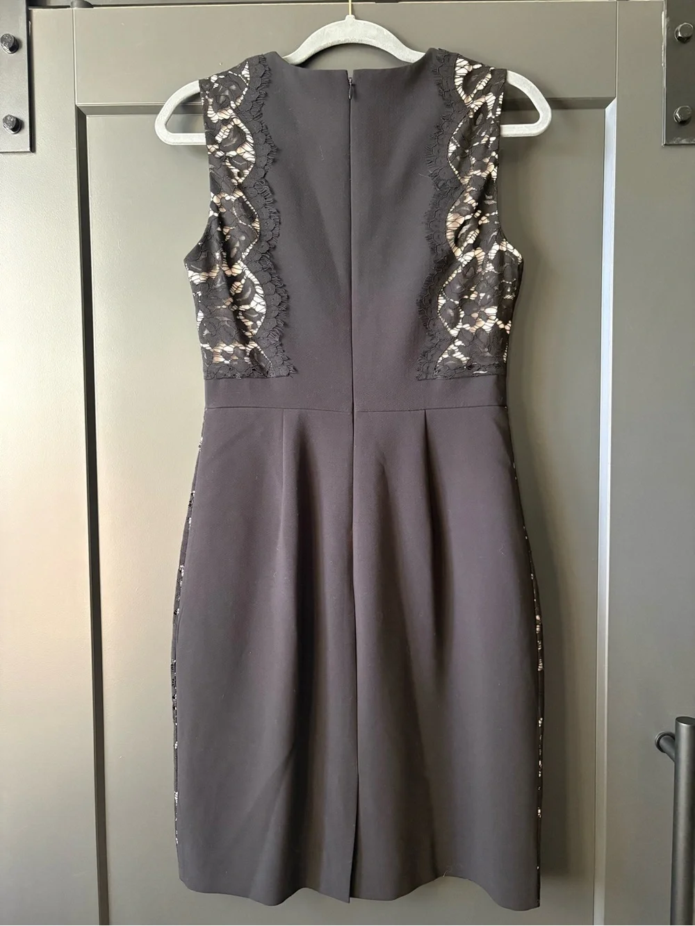 J. Crew Black Sleeveless Lace-Panel Midi Dress